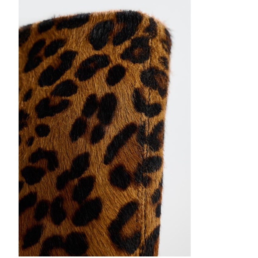 Leopard Knee-High ANIMAL PRINT HEELED 100% LEATHER BOOTS. 8/39. Wow - Picture 6 of 10